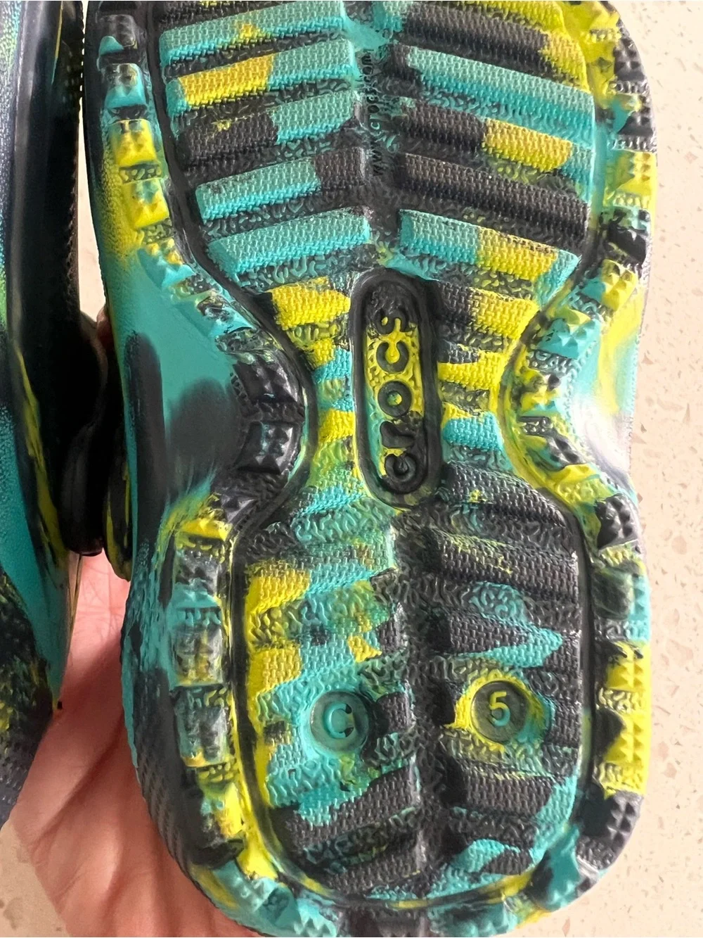 Crocs Kids Tie-Dye Foam Clog - Black, Yellow & Teal